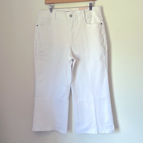 NYDJ HR Major Wide Leg Capri Jean White Lift Tuck Summer Coastal Classic NEW - Picture 2 of 13